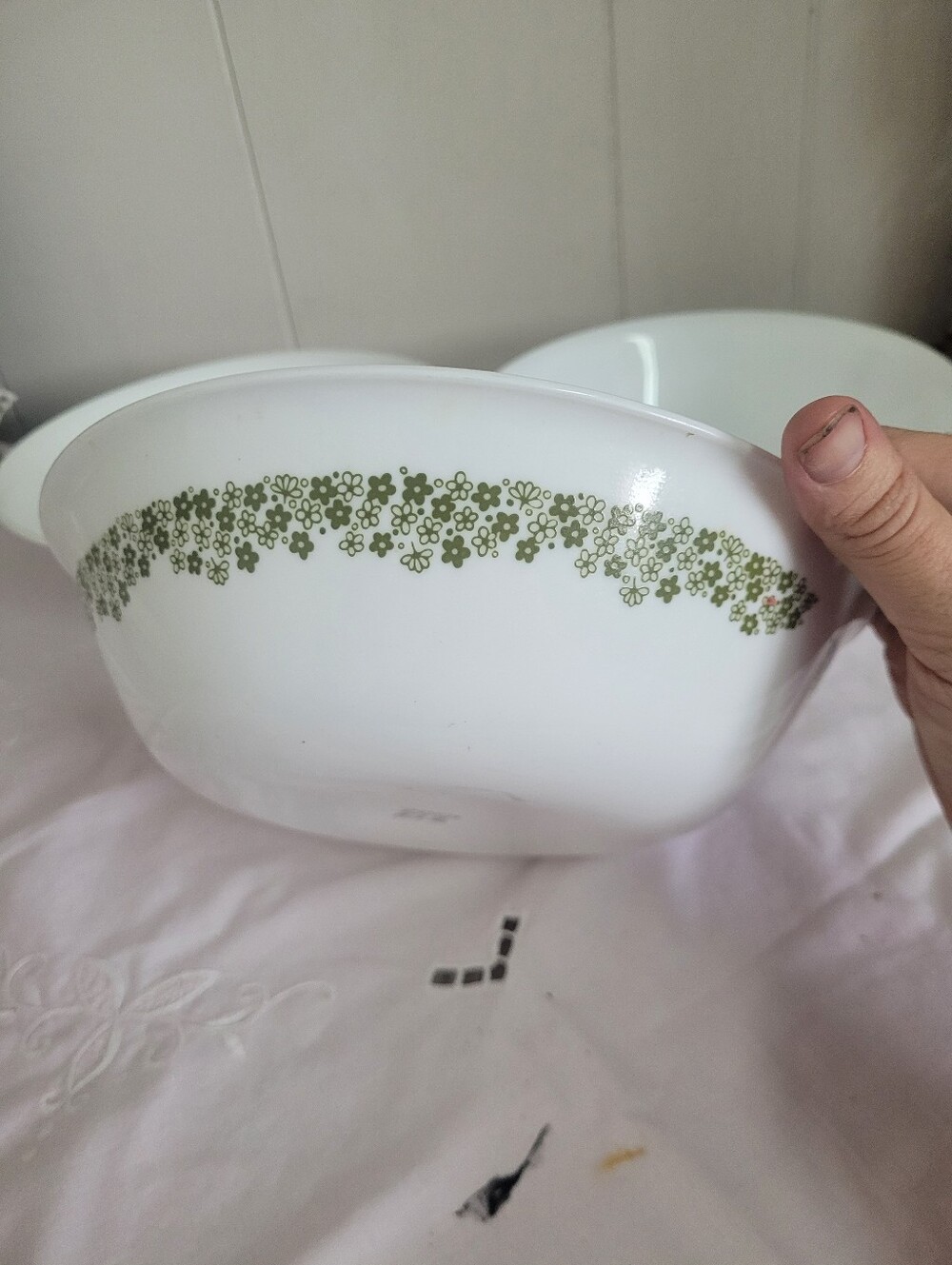 Vintage Corelle "Spring Blossom Green" ( "Crazy Daisy") Soup bowls Set Of 3
